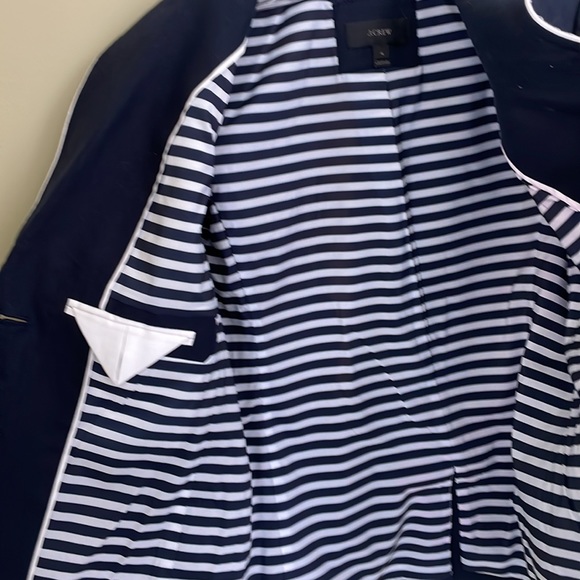 J CREW Rhodes Nautical Tipped Linen Blazer / Jacket NAVY Sz 4 - Picture 10 of 11
